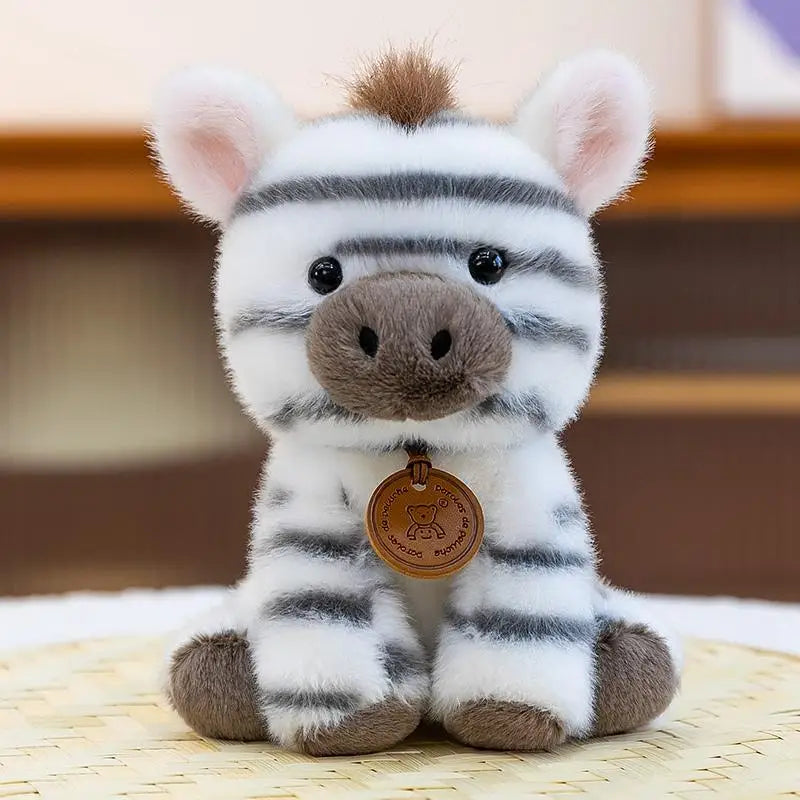 Kawaii Chibi Safari Animal Plush Series | Spiky Mohawk & Bear Medallion | 6 Characters: Lion Cub, Zebra, Elephant, Brown Cub, Meerkat & Wild Boar | 15cm