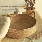 Handwoven Wicker Cat Basket with Cotton Cushion | All-Season | Washable | 3 Sizes