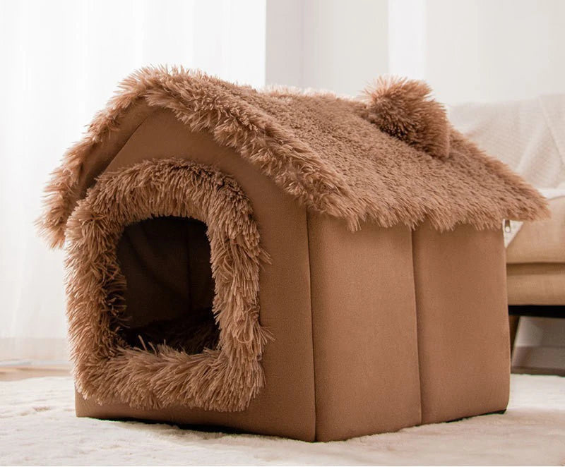 Soft Removable Pet Cave House Bed – Warm Kennel for Dogs & Cats, S–L