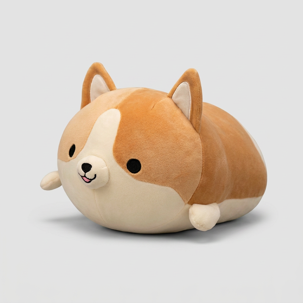 Kawaii Corgi Plush Pillow | Chubby Lying Pose | PP Cotton | 30cm | 3 Colours