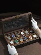 Wood Grain Leather Watch Case – 3, 6, 10 or 12 Slot Watch Organiser