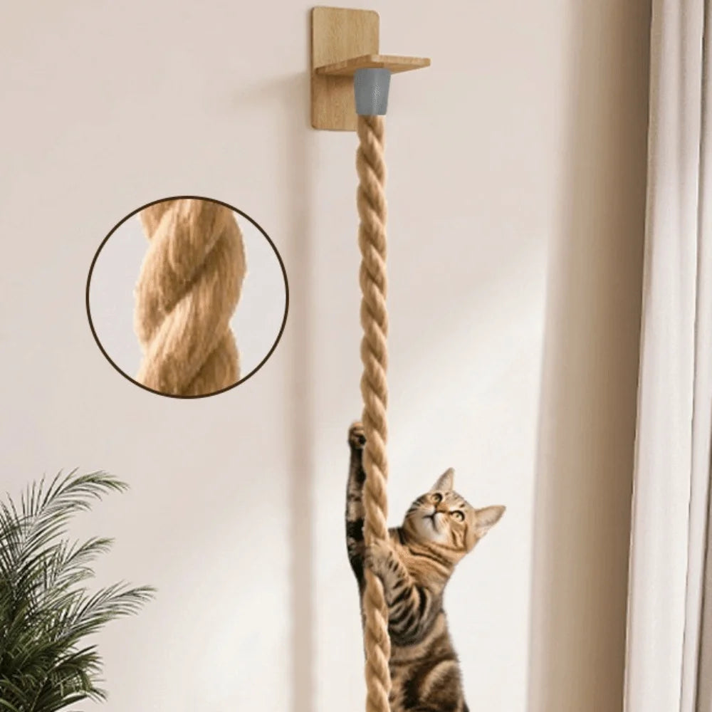 Wall-Mounted Sisal Rope Cat Climbing Shelf – 130cm or 150cm, Multi-Level