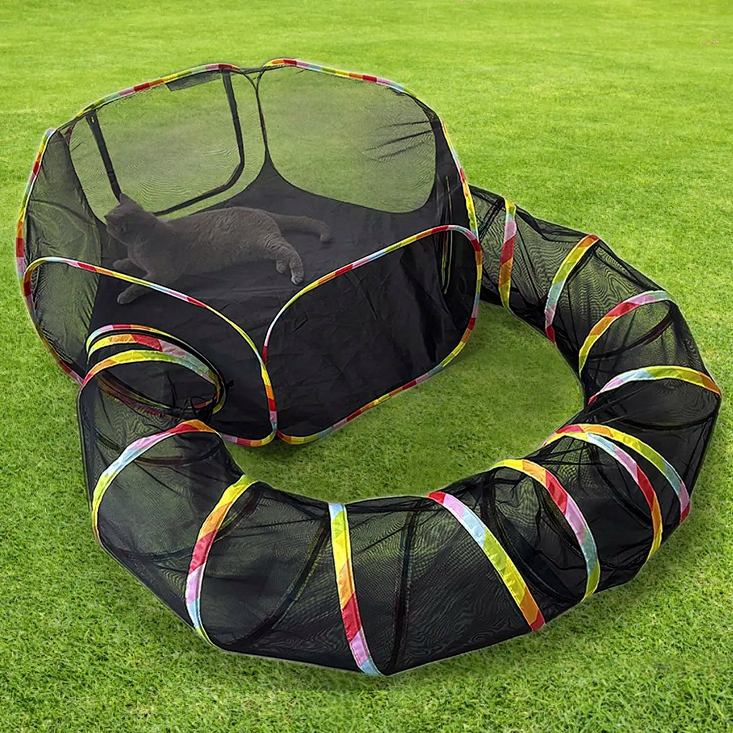 Outdoor Cat Enclosure Tent & Tunnel Set – Portable, Breathable, Indoor & Outdoor