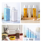 Airtight Multi-Use Storage Container with Measuring Cup – BPA-Free, Clear, 700ml to 1900ml