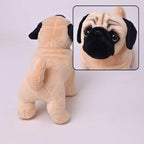 Lifelike Pug Plush Stuffed Toy | Fawn & Black Mask | Standing Pose | Wrinkle Detail | Self-Supporting | 33cm