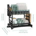 2-Tier Dish Drying Rack with Drainage Spout, Cutlery & Cup Holder