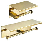 Stainless Steel Toilet Paper Holder with Shelf – Wall Mounted, Single or Dual Roll