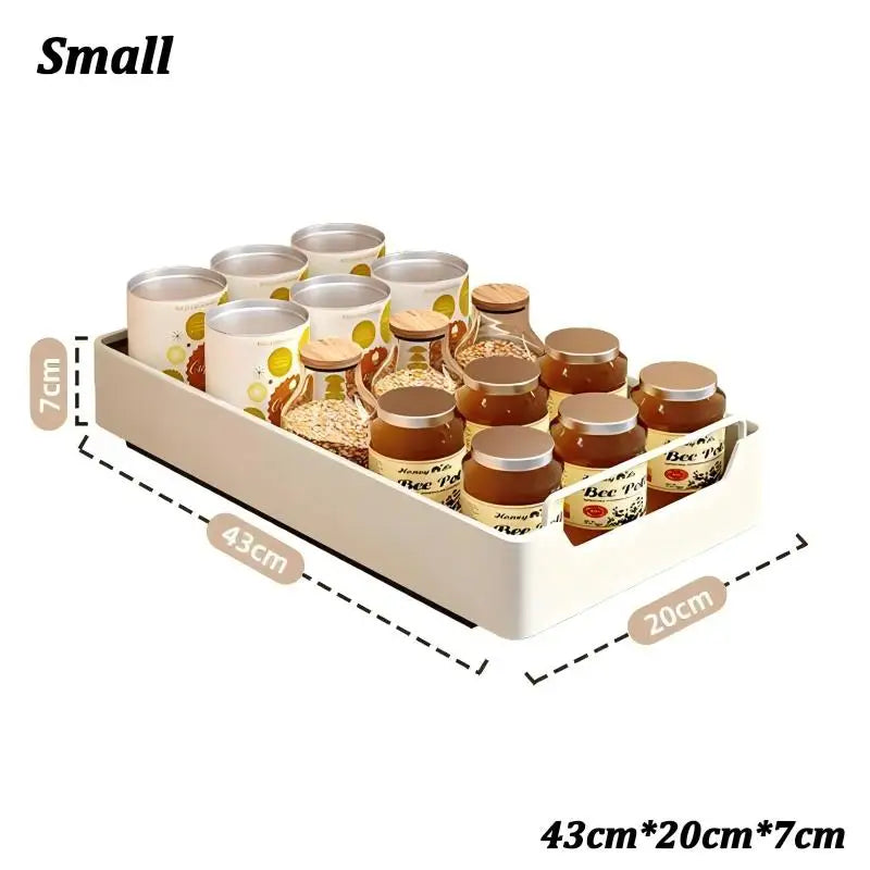 Pull-Out Cabinet Drawer Organizer with Slide Rails – No Drilling, 5 Sizes