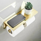 Stainless Steel Toilet Paper Holder with Shelf – Wall Mounted, Single or Dual Roll