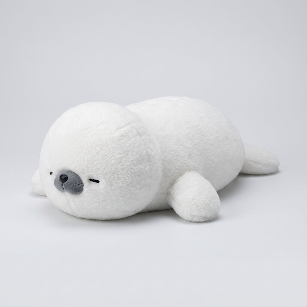 White Seal Plush Pillow – Long, Fluffy Animal Cushion