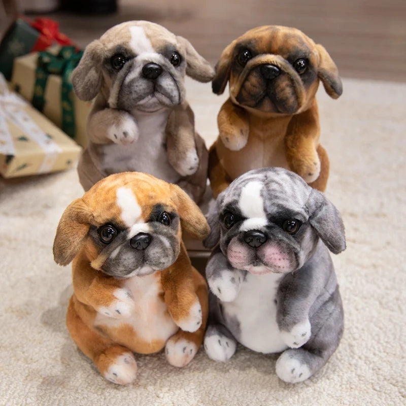 Lifelike English Bulldog Puppy Plush Stuffed Toy | 4 Coat Styles | Simulation Velvet | 20cm
