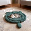 Cat-Shaped Plush Sleeping Mat | Machine Washable | Non-Slip | All-Season | 3 Sizes | Navy Blue