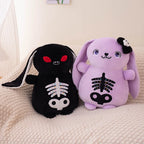 Skeleton Bunny Plush | Spooky Kawaii Lop Rabbit | Embroidered Ribcage & Pelvis | Black (Red Eyes) & Purple (Blue Eyes + Skull Bow) | 22cm & 30cm