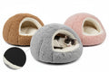Shell-Shaped 2-in-1 Pet Bed | Semi-Enclosed Cat Nest | Plush | 3 Sizes