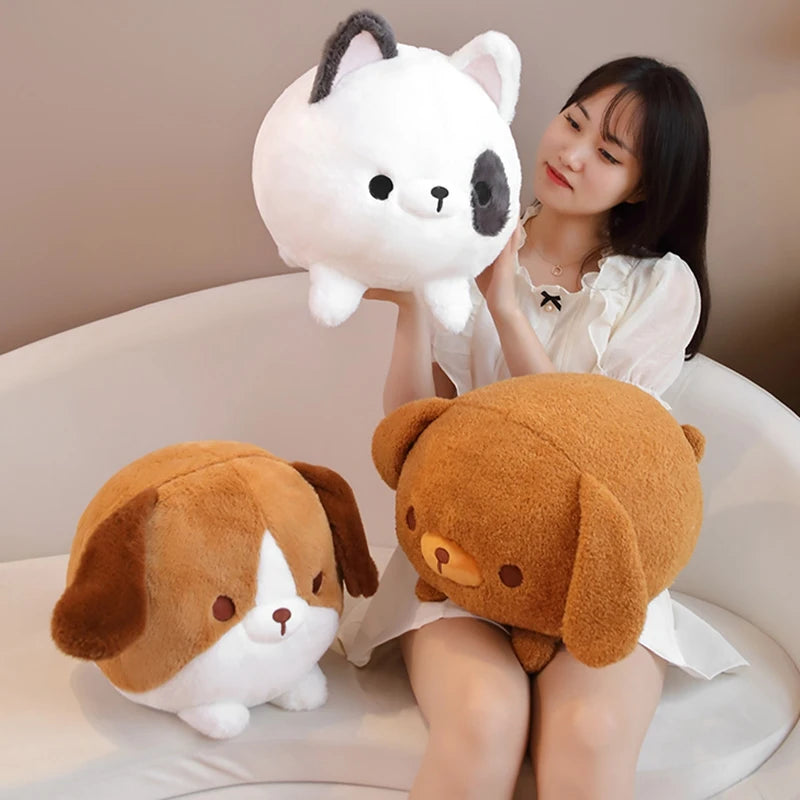 Kawaii Round Dog Hug Pillow Plush | 4 Styles | Sofa Cushion | 2 Sizes: 30 & 40cm