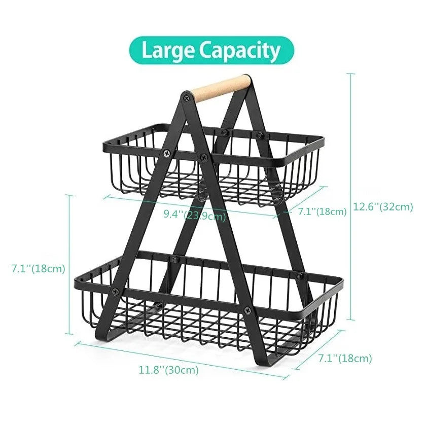 Detachable Stainless Steel Fruit Basket – Portable Bread & Fruit Bowl for Kitchen, Living Room & Desktop, Black or White