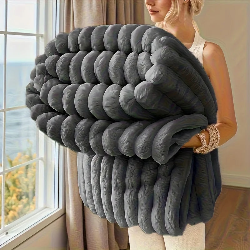 300GSM Bamboo Fibre Knitted Throw Blanket – Anti-Pilling, All-Season, 6 Colours