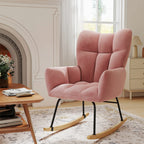High Back Nursery Rocking Chair | Metal Frame | Sherpa Cover | Anti-Tip | 10-Min Assembly | 4 Colours