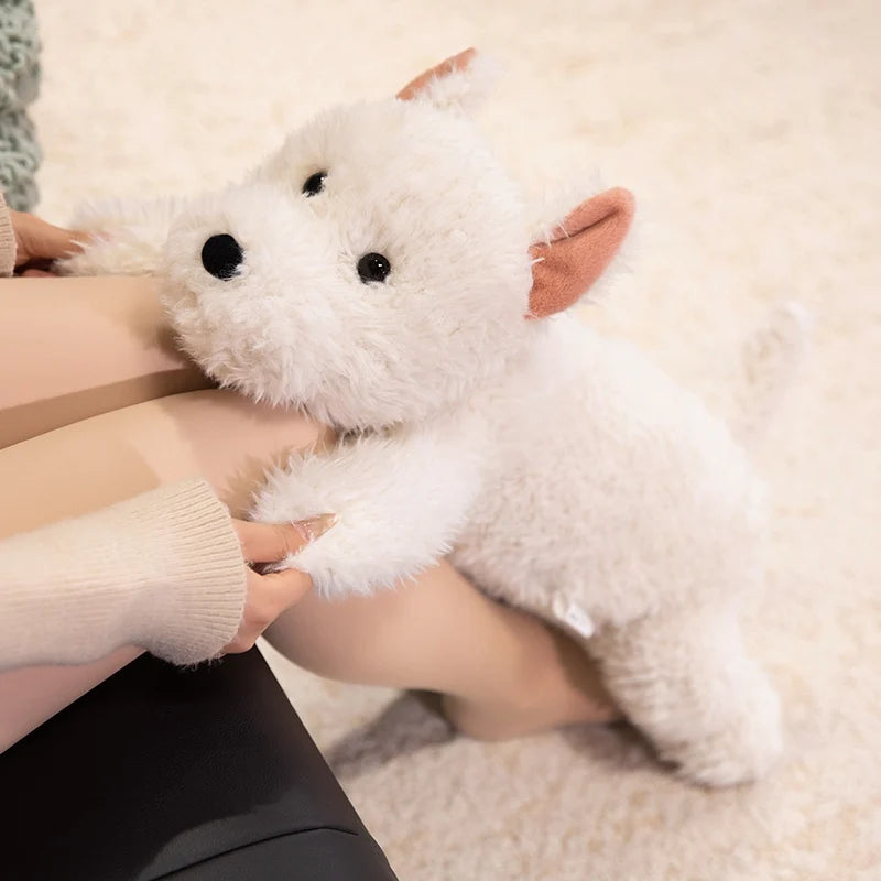 Lifelike Westie Plush Stuffed Toy | West Highland White Terrier | 42cm | Fluffy Long-Pile Coat