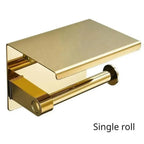 Stainless Steel Toilet Paper Holder with Shelf – Wall Mounted, Single or Dual Roll