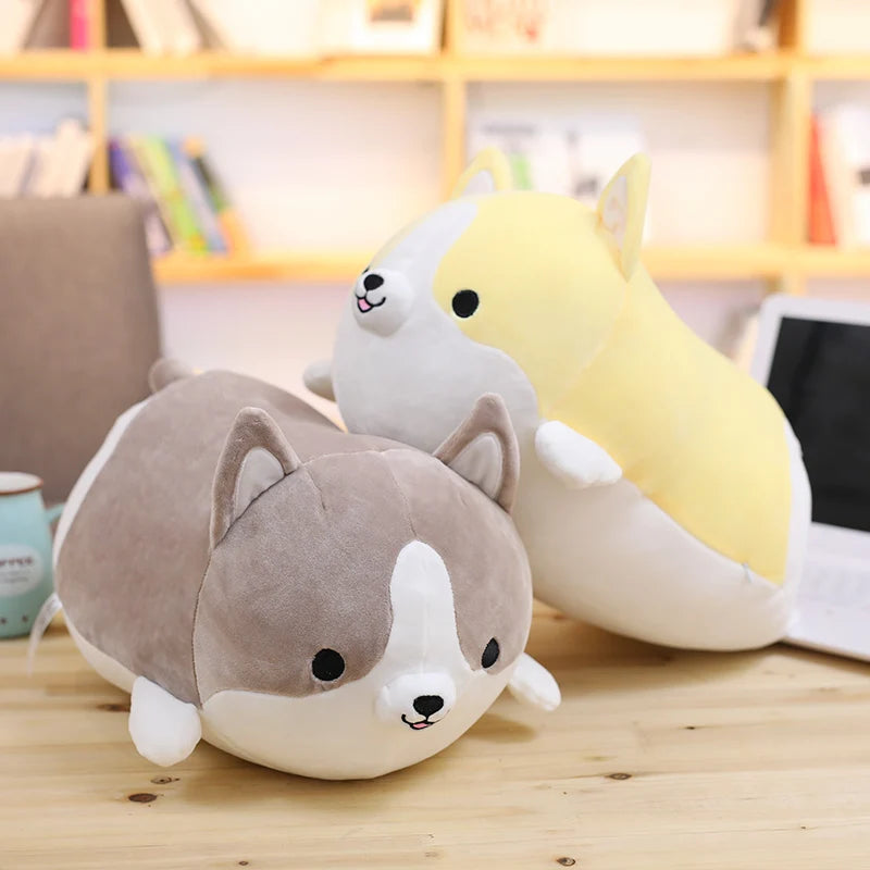 Kawaii Corgi Plush Pillow | Chubby Lying Pose | PP Cotton | 30cm | 3 Colours