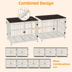 Furniture-Style Dog Crate End Table – 3 Doors, Removable Tray, M, L or XL