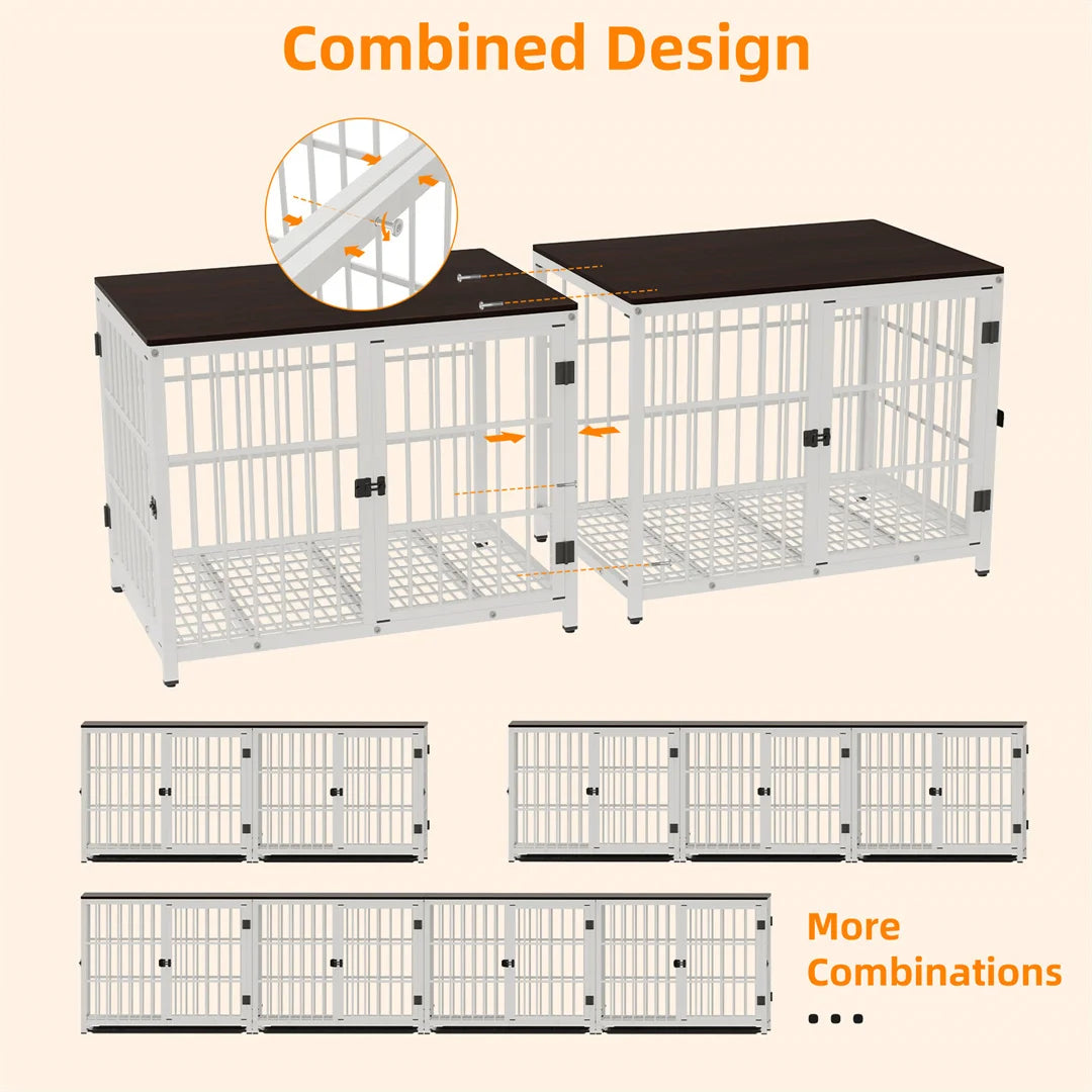 Furniture-Style Dog Crate End Table – 3 Doors, Removable Tray, M, L or XL