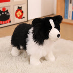 Lifelike Border Collie Plush Stuffed Toy | Black & White | 3 Poses: Sit, Stand, Lying | Simulation Coat