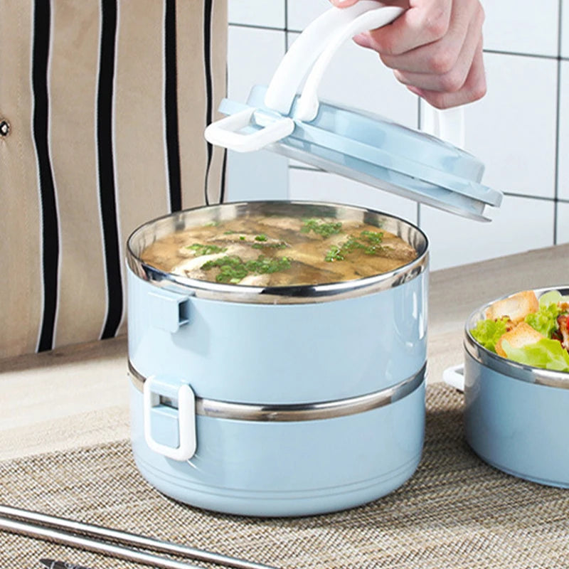 Multi-Layer Insulated Stainless Steel Lunch Bucket – Leakproof Bento Box with Lock Clasps, 2, 3 or 4 Layers