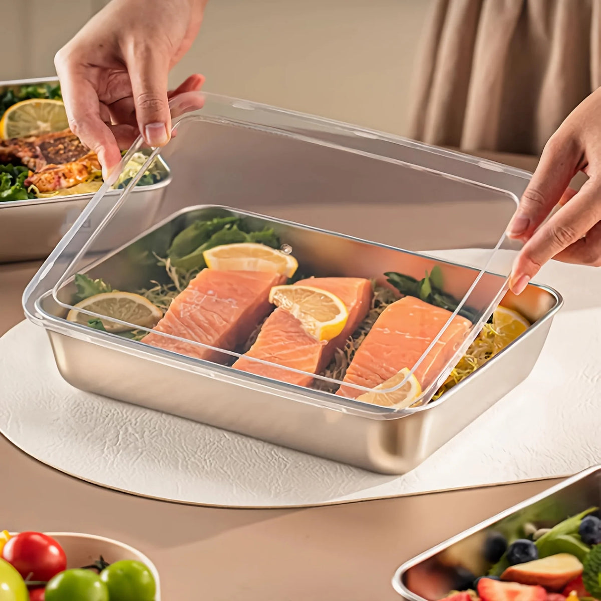 Stainless Steel Food Containers Set – 3-Piece, Leakproof, Stackable
