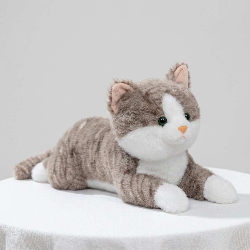 Lifelike Tabby Cat Plush Stuffed Toy | 3 Coat Styles | Fluffy Simulation Coat | Sitting & Lying Poses | 60cm