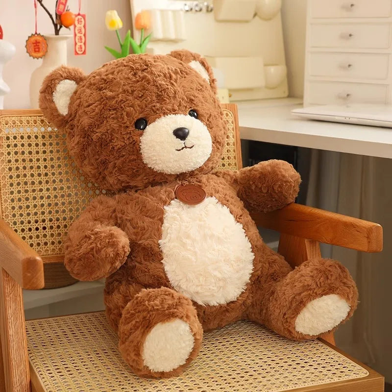 "Belong To You" Teddy Bear Plush | Caramel Brown Curly-Pile Coat | Cream Contrast Belly & Muzzle | Engraved Bear Pendant | 20cm & 25cm