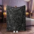 Black & White Spiderweb Fleece Throw Blanket for Halloween Decor