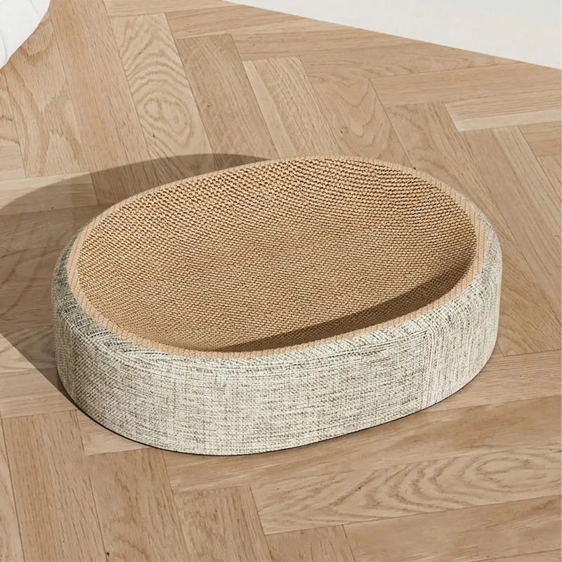 2-in-1 Oval Cat Scratching Board & Lounge Bed | Corrugated Cardboard