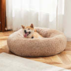 Calming Round Dog Bed | Faux Fur & Coral Fleece | Non-Slip | Machine Washable | 4 Sizes