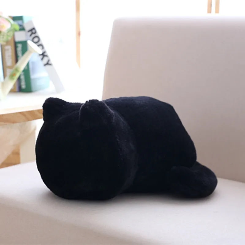 Shadow Cat Back-Facing Plush Cushion | Ultra-Soft Solid Coat | Curled Tail | 3 Colours | 33cm