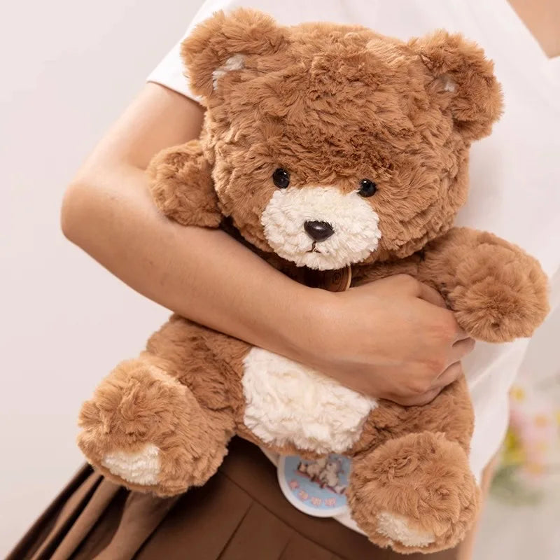 "Belong To You" Teddy Bear Plush | Caramel Brown Curly-Pile Coat | Cream Contrast Belly & Muzzle | Engraved Bear Pendant | 20cm & 25cm