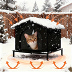 Insulated Cat House with Raised Stand and Cushion