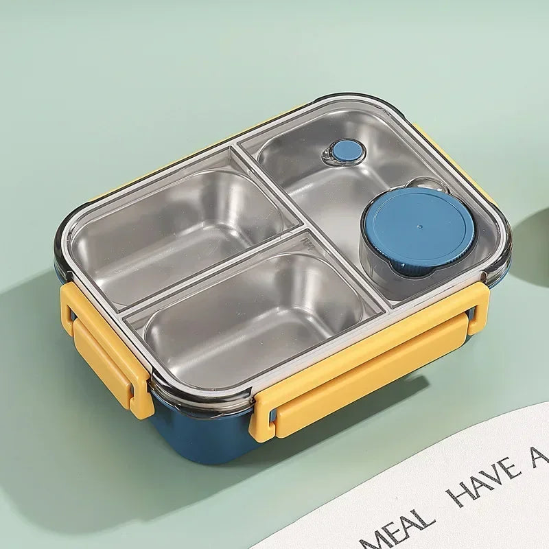 850ml Insulated Stainless Steel Lunch Box – 2 or 3 Grid Bento Box for Kids & Adults, Red, Blue or Green