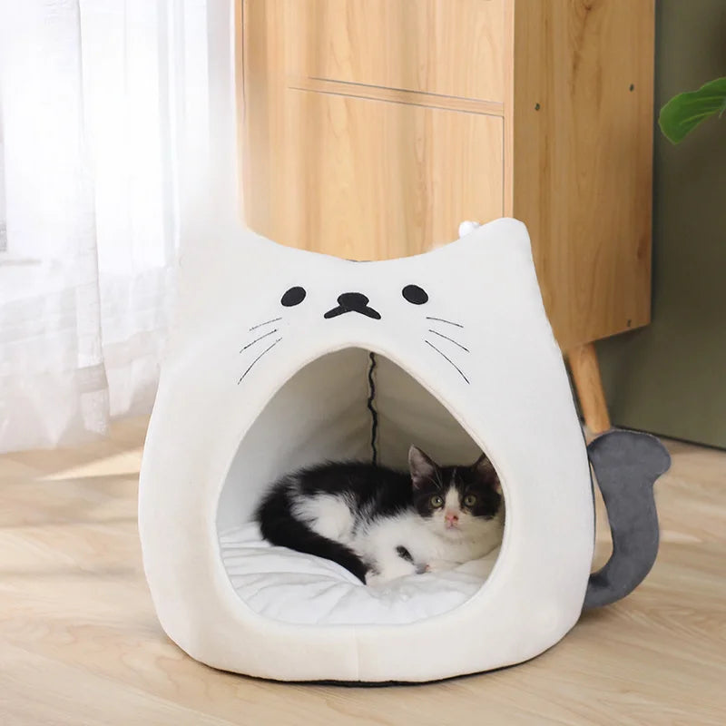 Foldable Pet Tent Cabin | Plush Cat House | Detachable & Washable | 3 Colours