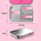 Stainless Steel Bento Lunch Box – 3-Compartment, 1000ml