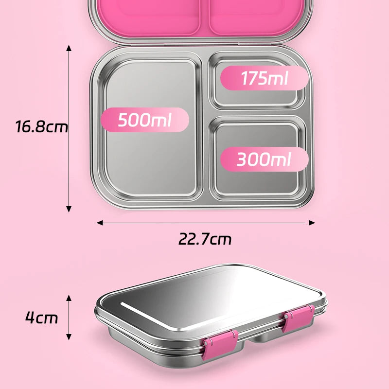 Stainless Steel Bento Lunch Box – 3-Compartment, 1000ml