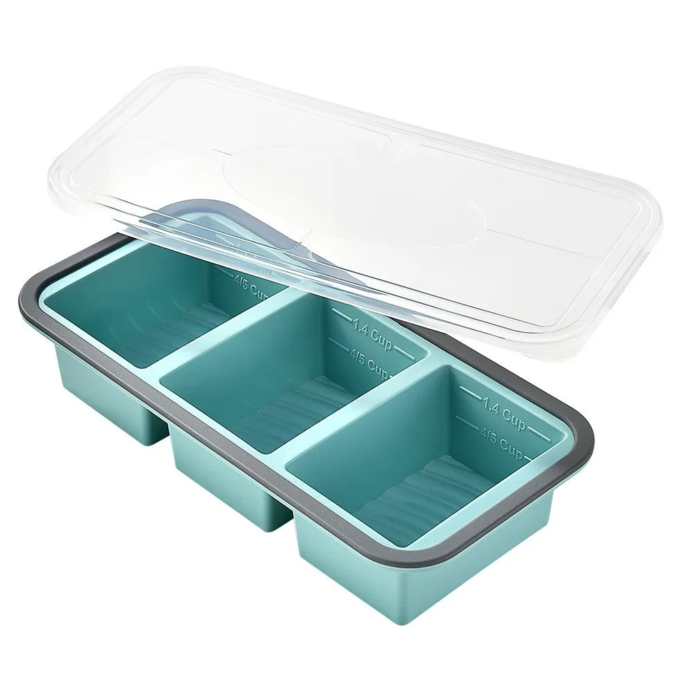 Silicone Compartment Lunch Box – Food-Grade, Microwave Safe, 2, 3 or 4 Grid, Blue