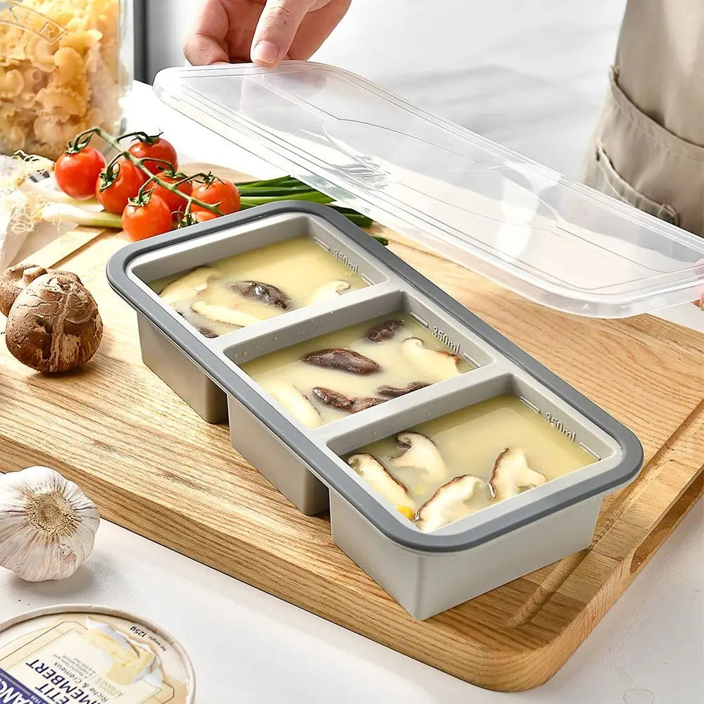 Silicone Compartment Lunch Box – Food-Grade, Microwave Safe, 2, 3 or 4 Grid, Blue