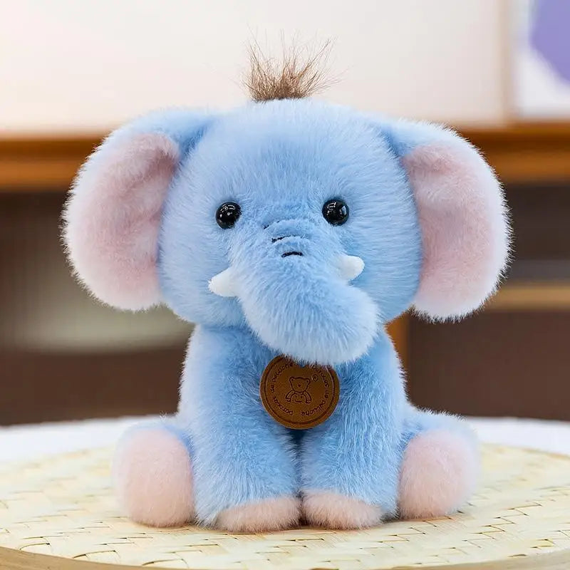 Kawaii Chibi Safari Animal Plush Series | Spiky Mohawk & Bear Medallion | 6 Characters: Lion Cub, Zebra, Elephant, Brown Cub, Meerkat & Wild Boar | 15cm