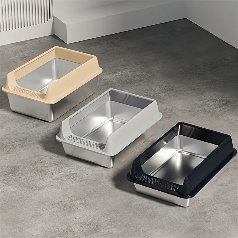 Stainless Steel Cat Litter Box | Semi-Enclosed, Splash-Proof | 15 Styles