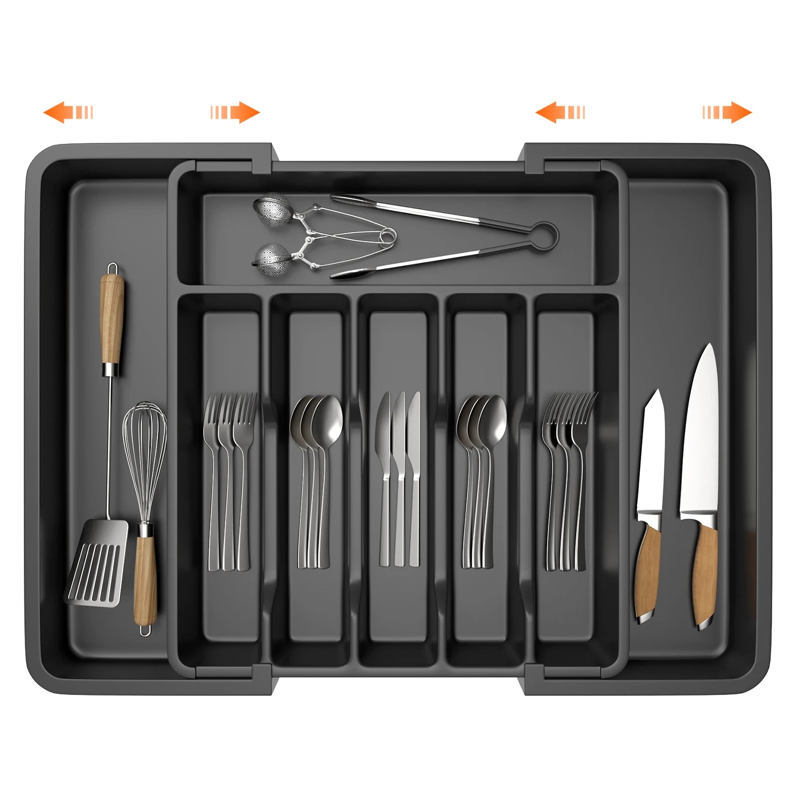 Expandable Cutlery Drawer Organizer with 8 Compartments – Adjustable 13–22 in