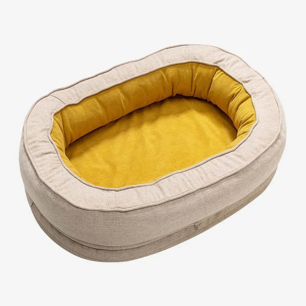 Corduroy Bolster Pet Sofa Bed | Waterproof Inner Cover | Detachable & Washable | 2 Sizes