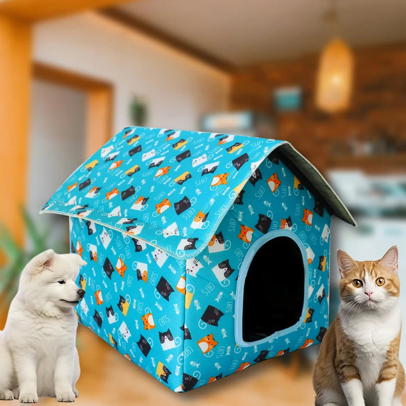 Waterproof Foldable Pet House for Cats & Small Dogs – 5 Patterns, S, M or L
