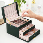 Three-Layer Locking Jewellery Box with Arch Lid – Faux Leather, Velvet Interior, 4 Colours